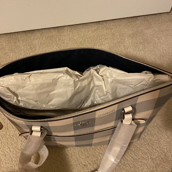 Coach purse, gray & cream. Never used the straps are still protected. - Picture 5 of 6